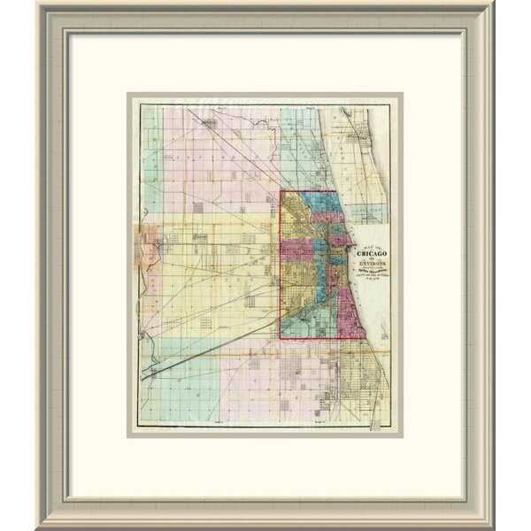 Bless International Map Of Chicago And Environs Framed Print